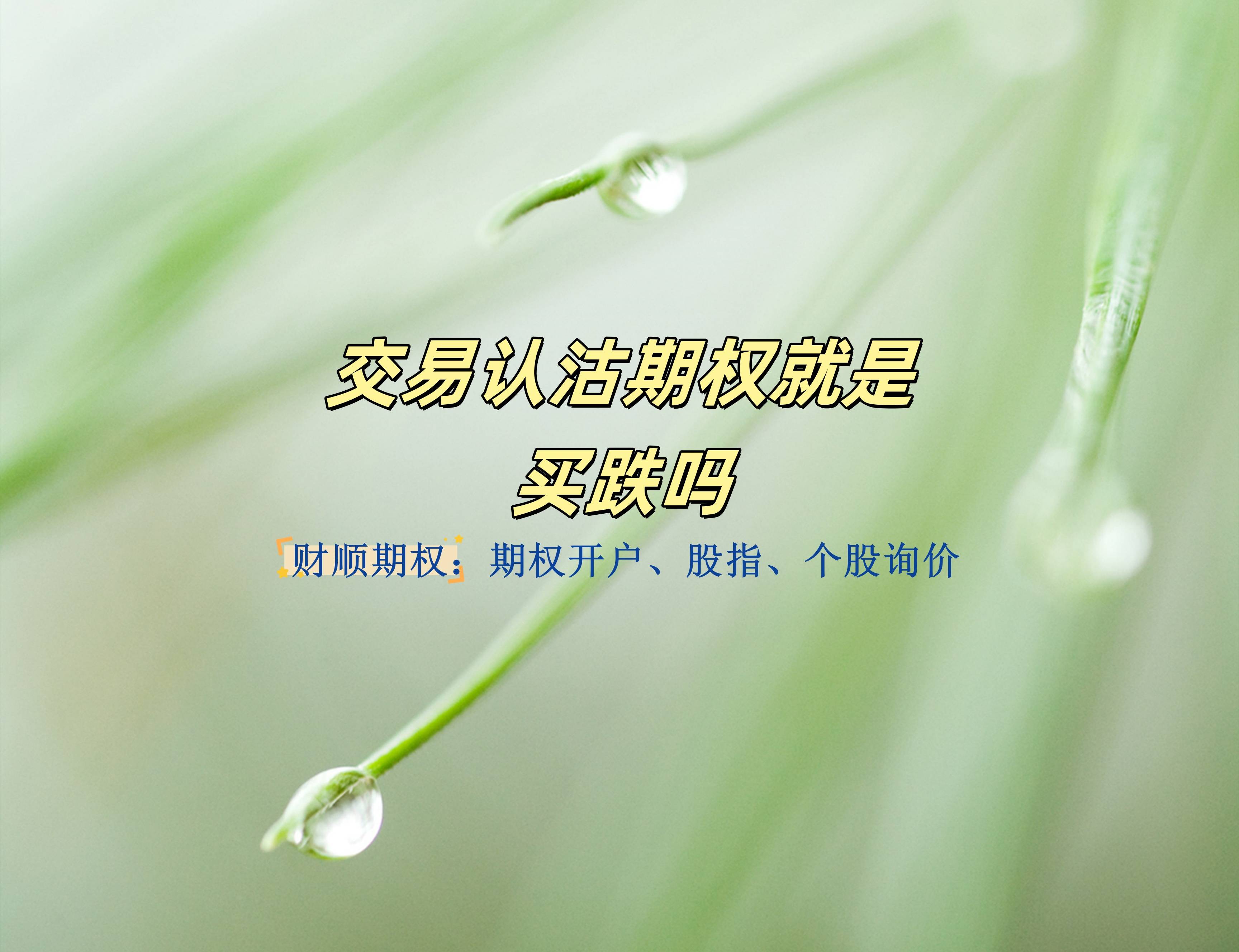【知识科普】交易认沽期权就是买跌吗？