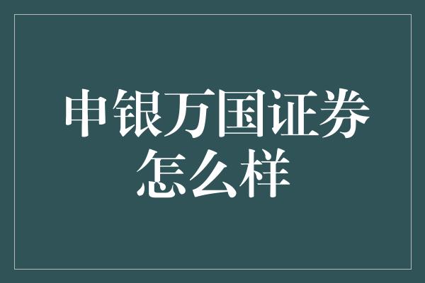 申银万国证券下载(申银万国股票软件官方下载)